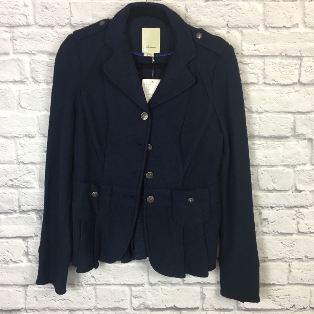 NWT Anthro Elevenses Navy Wool Blend Coat